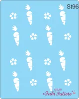 ST96 Stencil  Cenouras e flores