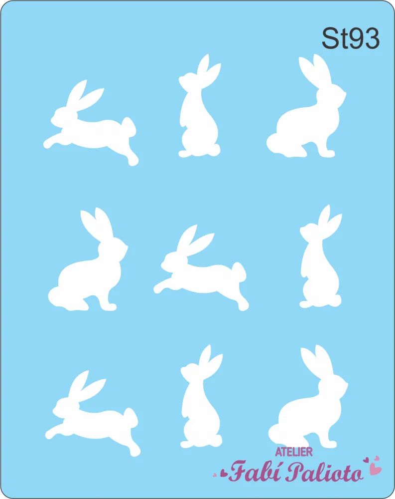 ST93 Stencil   Mini Coelhos diversos Imagem