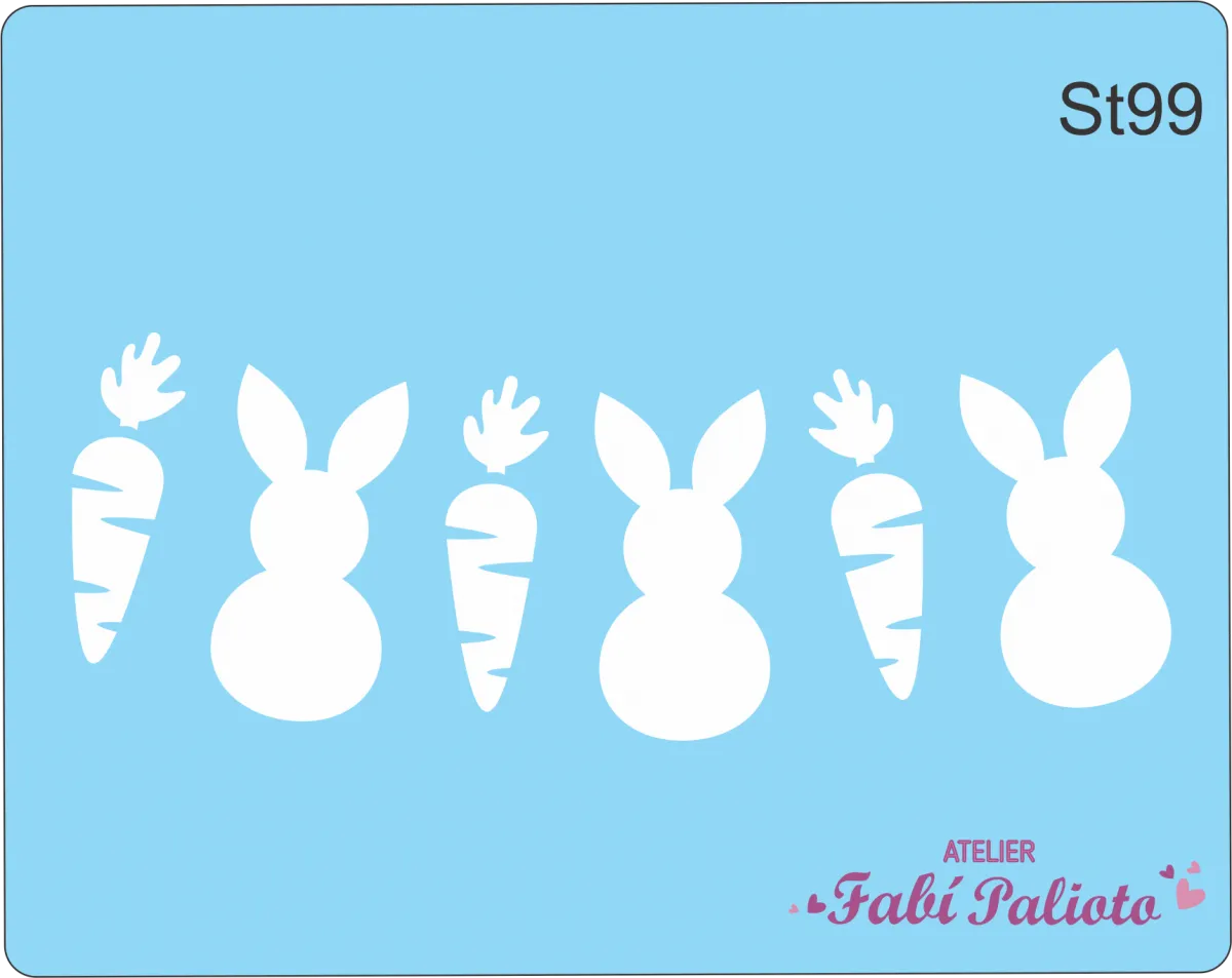 ST99 Stencil  Varal coelhos + cenouras Imagem