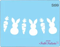 ST99 Stencil  Varal coelhos + cenouras