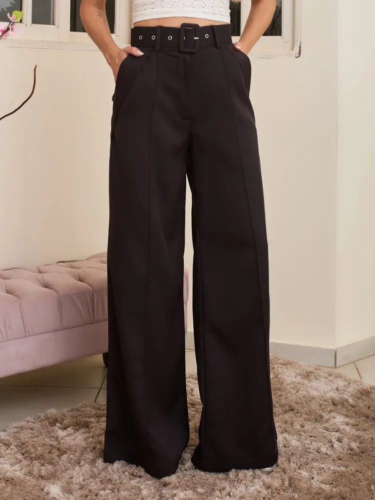 Calça Alfaitaria Cintura Alta Com Cinto Imagem