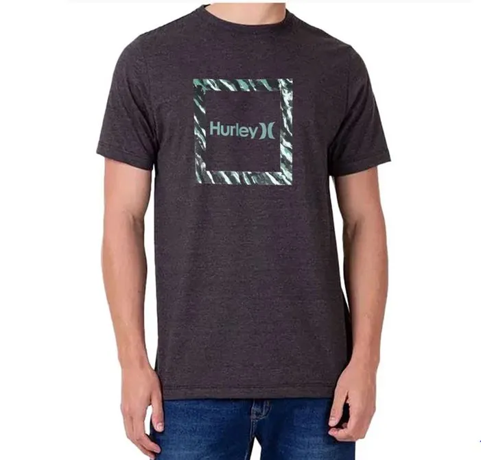 Camiseta Hurley Frame Manga Curta Masculina – Preto Chumbo