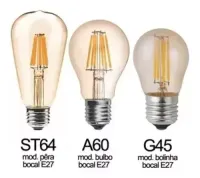 Lâmpada Filamento Led Retro Thomas Edson Vintage Antique 2W G45 2200K Bivolt BOLINHA - Foto 3