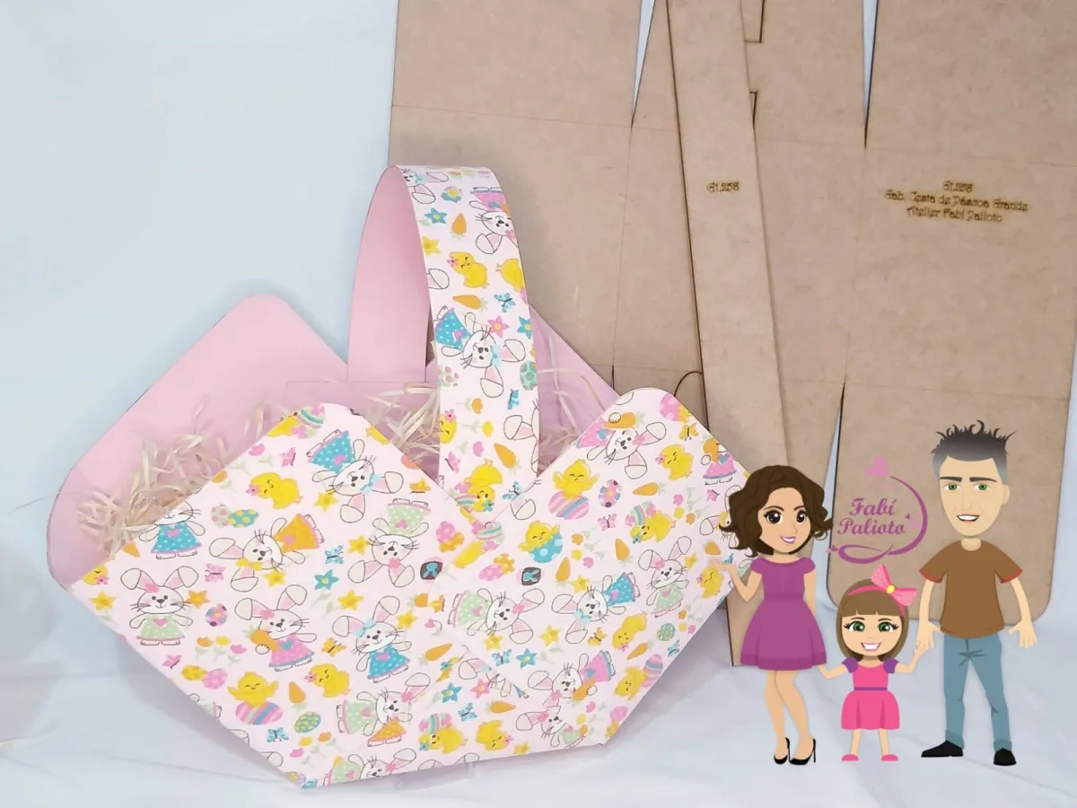 G1.258  Gabarito de Moldes em MDF Cesta de Páscoa Grande Imagem