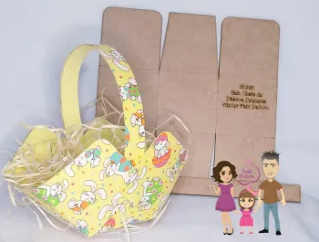 G1.260 Gabarito de Moldes em MDF Cesta de Páscoa Pequena