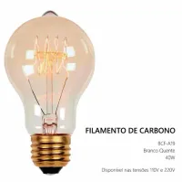 Lampada Filamento Carbono Retro Thomas Edson Vintage Antique A 60 40W 2600k