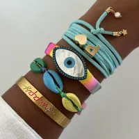 Pulseira Couro Olho Grego Colors - Foto 2