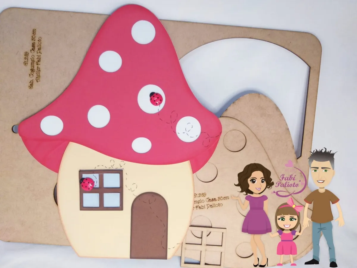 G1.269 Gabarito de Moldes em MDF Casa Cogumelo 30cm 