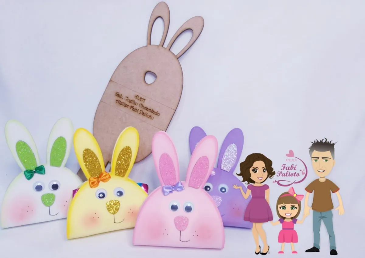 G1.271  Gabarito de Moldes em MDF Coelho Encantado - Porta Bombom Imagem