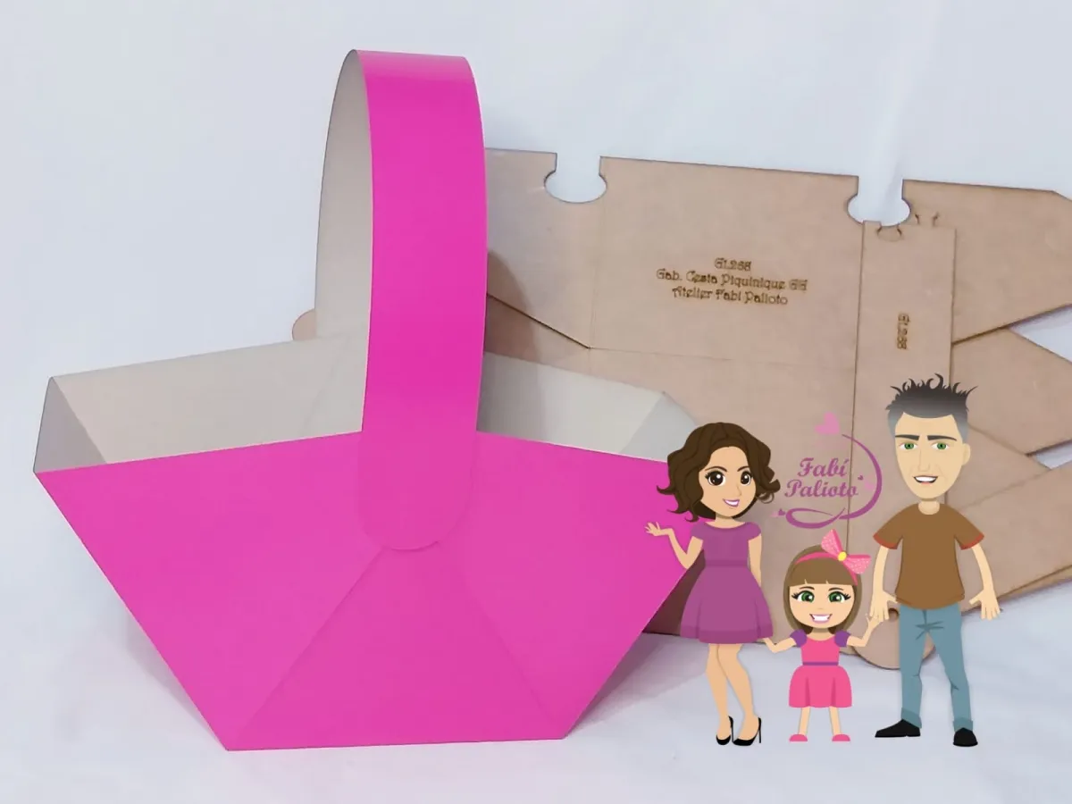 G1.268 Gabarito de Moldes em MDF Cesta de Piquenique  GG Imagem