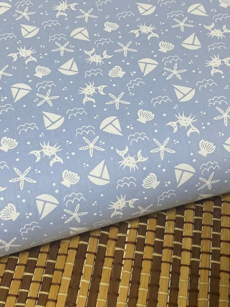   Tricoline  100% Algodão nautico m azulbb ref.500 Imagem