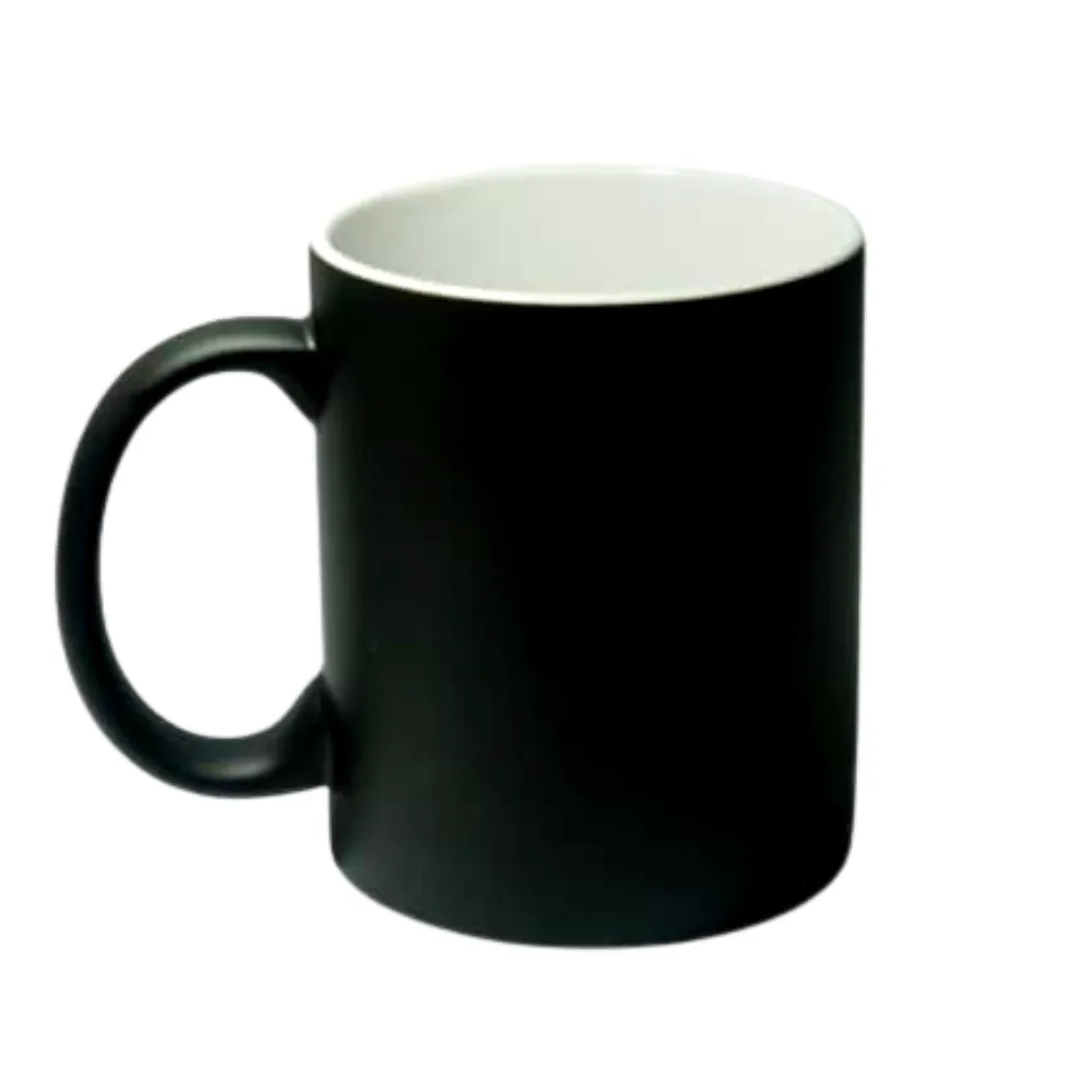 CANECA MAGICA PRETA  FOSCA DE CERAMICA PARA SUBLIMAÇÃO 325 ML 