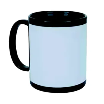 CANECA  PRETA TARJA BRANCA  DE CERAMICA PARA SUBLIMAÇÃO 325 ML( importada)
