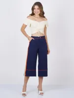 calça midi feminino com listrado ao lado - Foto 3