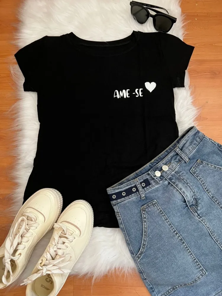 Blusa tshirt feminina manga curta viscolaycra ame-se Imagem