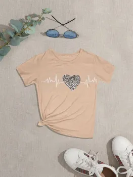 Blusa T-Shirt viscolacry Feminina Eletrocardiografia Manga Curta Blusinha Coloridas