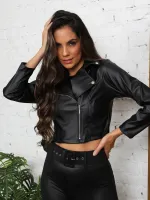 Jaqueta Couro feminina Zíper - Foto 2
