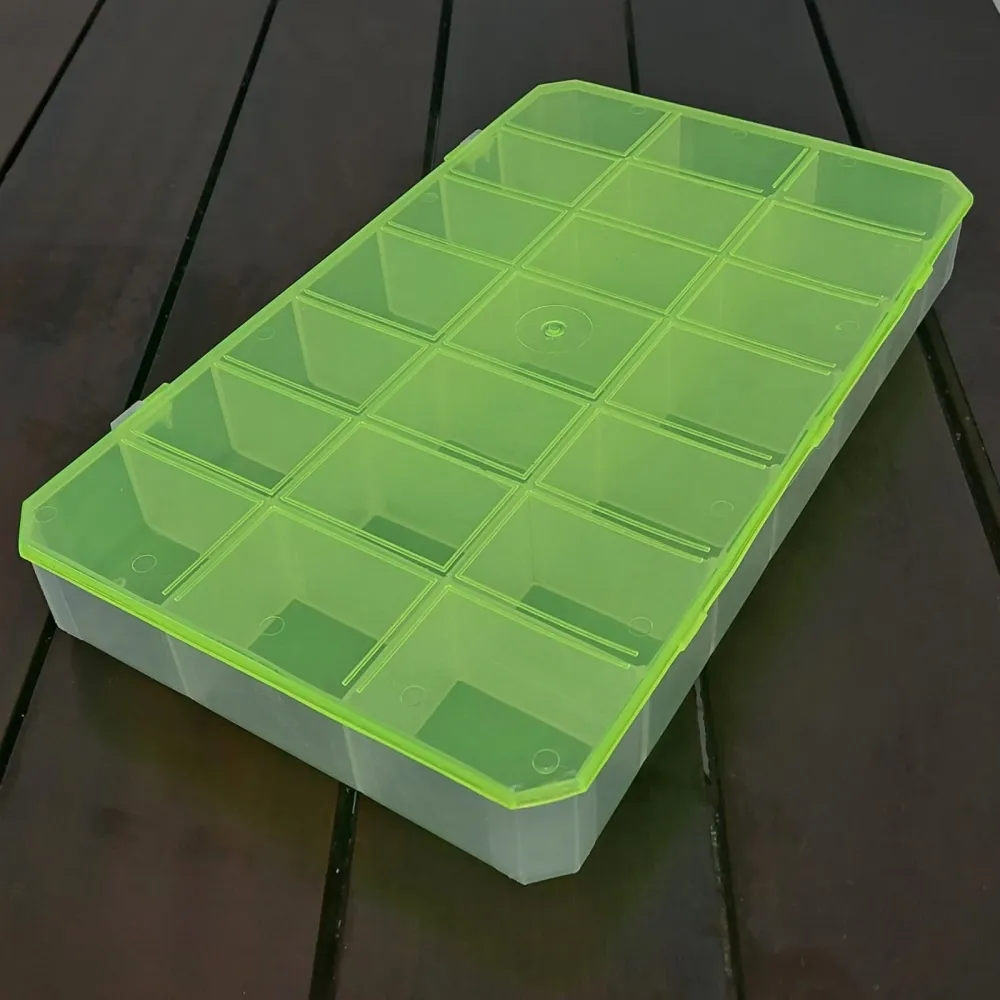 Caixa Transp. com 21 divisórias -  Tampa Verde Limão Imagem