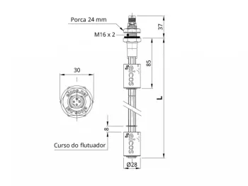 Sensor de Nível LE202-1-M12 Com Haste de 200mm e 2 Pontos de Detecção - Foto 2