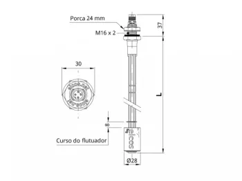 Sensor de Nível LE401-M12 Com Haste de 400mm e 1 Ponto de Detecção - Foto 2