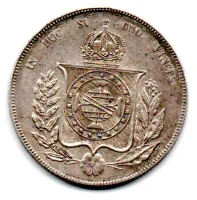 1865 - 1000 Réis - Prata .917 - Aprox. 12,75g - 30mm - Moeda Brasil Império - Foto 2
