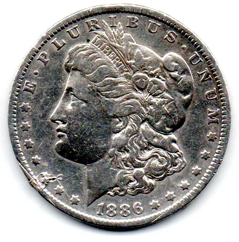 Estados Unidos - 1886 (O) - 1 Dollar (Morgan) - Prata .900 - Aprox. 26,73g - 38,1mm - C/ Solda