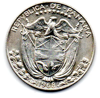 Panamá - 1968 - 1/2 Balboa - Prata .400 - Aprox. 12,5g - 30,6mm