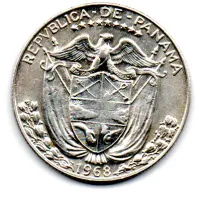 Panamá - 1968 - 1/2 Balboa - Prata .400 - Aprox. 12,5g - 30,6mm