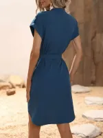 Vestido com cinto Manga de guia de rolo - Foto 2