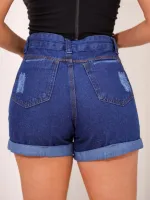 Shorts Jeans Feminino 4 Botões Desfiado - Foto 2