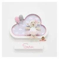 Ovelha Bailarina - 2 balões - Nuvem P Branca - Porta Maternidade