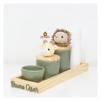 Safari - Kit Higiene - 5 peças - Cores - Leão + Girafa - Foto 4