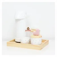 Nuvem + Coração - Kit Higiene Poá - 5 peças - Bandeja Madeira  - Foto 4