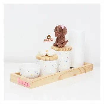 Pet + Flor - Kit Higiene - 5 peças - Poá - Bandeja Retangular - Foto 2