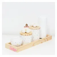 Flores - Kit Higiene - 5 peças - Poá - Bandeja Retangular - Foto 2