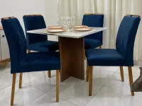 Mesa 4 cadeiras Los Angeles 120x80 100%MDF com vidro  + 4 cadeiras califonia madeira - Foto 10