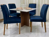 Mesa 4 cadeiras Los Angeles 120x80 100%MDF com vidro  + 4 cadeiras califonia madeira - Foto 9