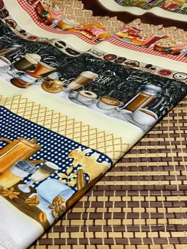 Tricoline Estampa Digital Barrado café/CAPUTINO