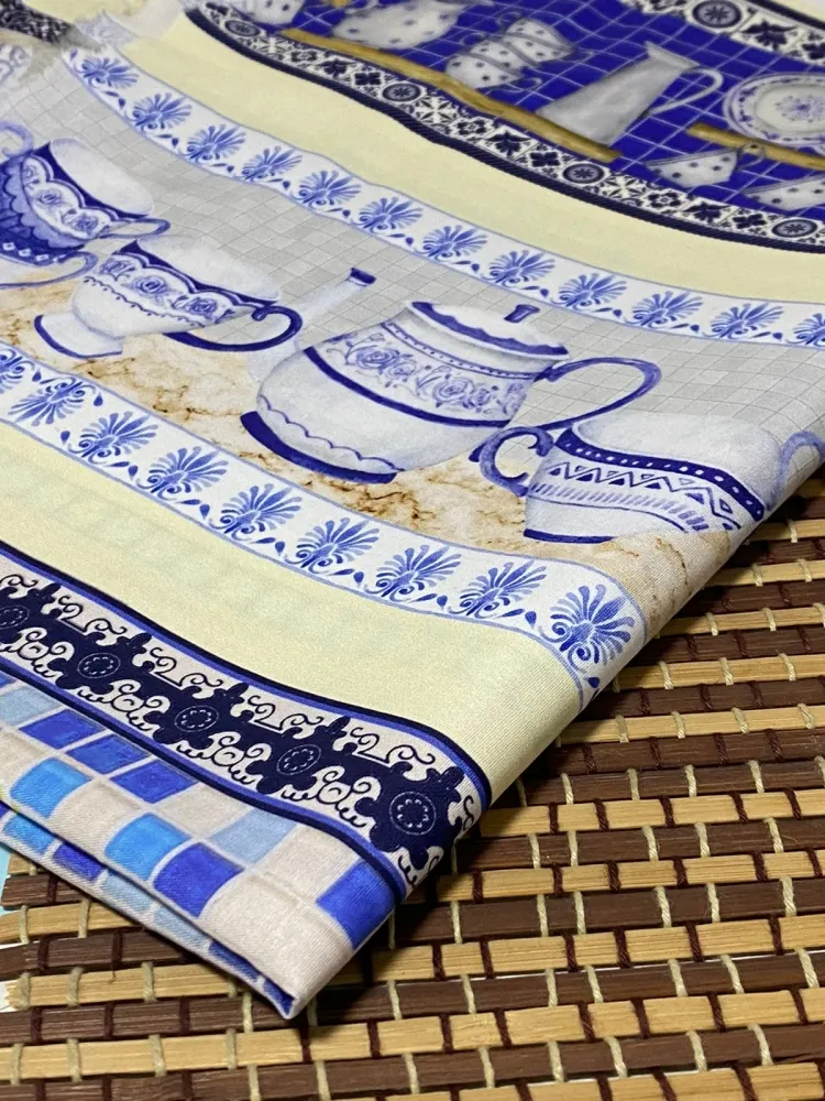 Tricoline Estampa Digital Barrado PORCELANA COR 01 Imagem