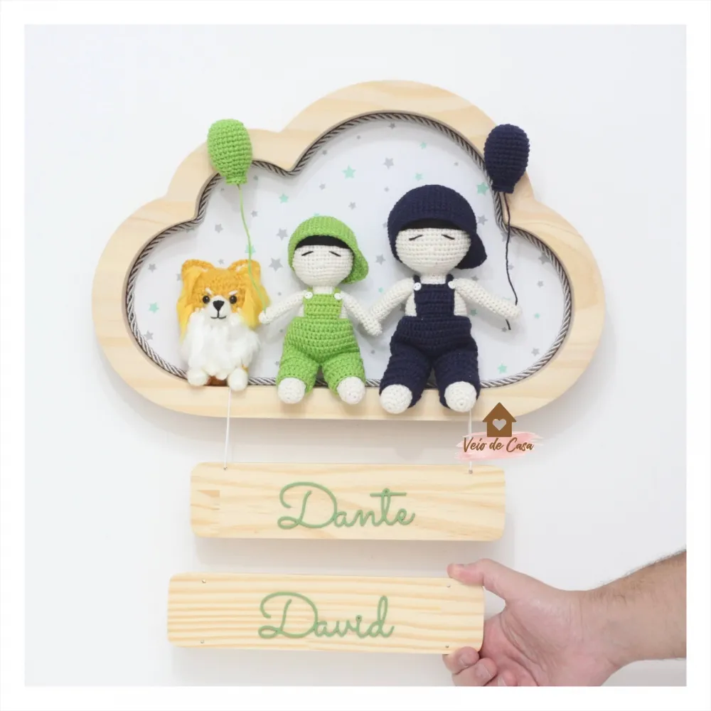 Irmão Mais Novo + Pet - Nuvem G - 2 placas - Porta Maternidade Imagem