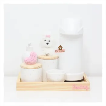 Pet + Coração - Kit Higiene - 6 peças - poá - Garrafa G 