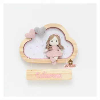 Boneca - Cabelo Ondulado - 2 corações - Nuvem P - Porta Maternidade - Foto 2