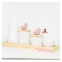 Corações - Kit Higiene - 5 peças - Poá - Bandeja  Madeira - Foto 3