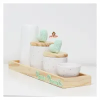 Corações - Kit Higiene - 5 peças - Poá - Bandeja  Madeira - Foto 4