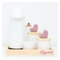 Corações - Kit Higiene Poá - 5 peças - Bandeja Madeira  - Garrafa G - Foto 11