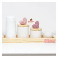 Corações - Kit Higiene - 5 peças - Bandeja Madeira