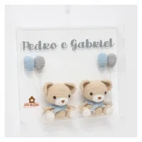 Ursinhos Gêmeos - 4 balões - Quadro Acrílico - Porta Maternidade - Foto 2