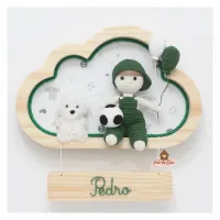 Menino com Pet e Bola de Futebol - Nuvem M - Porta Maternidade