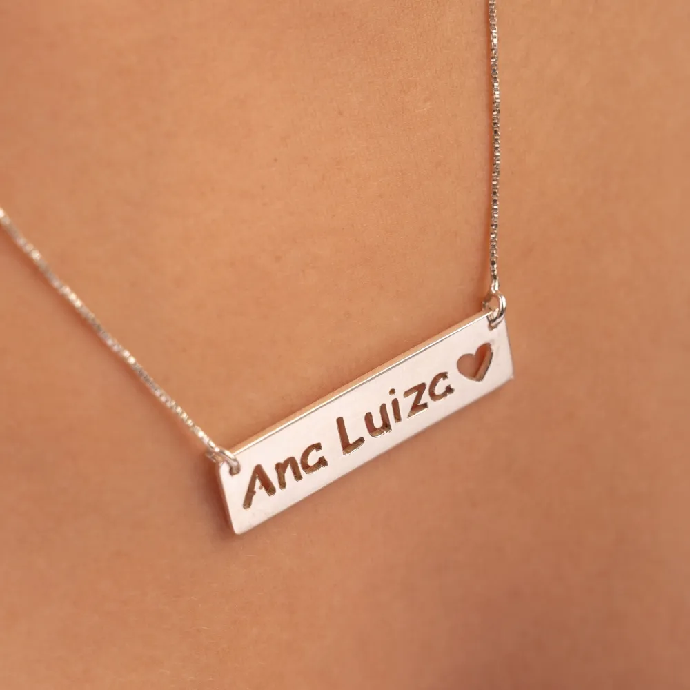 Colar de prata placa com nome - CO202