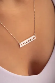 Colar de prata com Banho de ouro 18k -  placa com nome - CO202AU - Foto 2